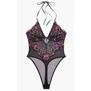 Savage X Fenty Steamy Floral Lace Teddy Bodysuit 1X Sheer Lingerie